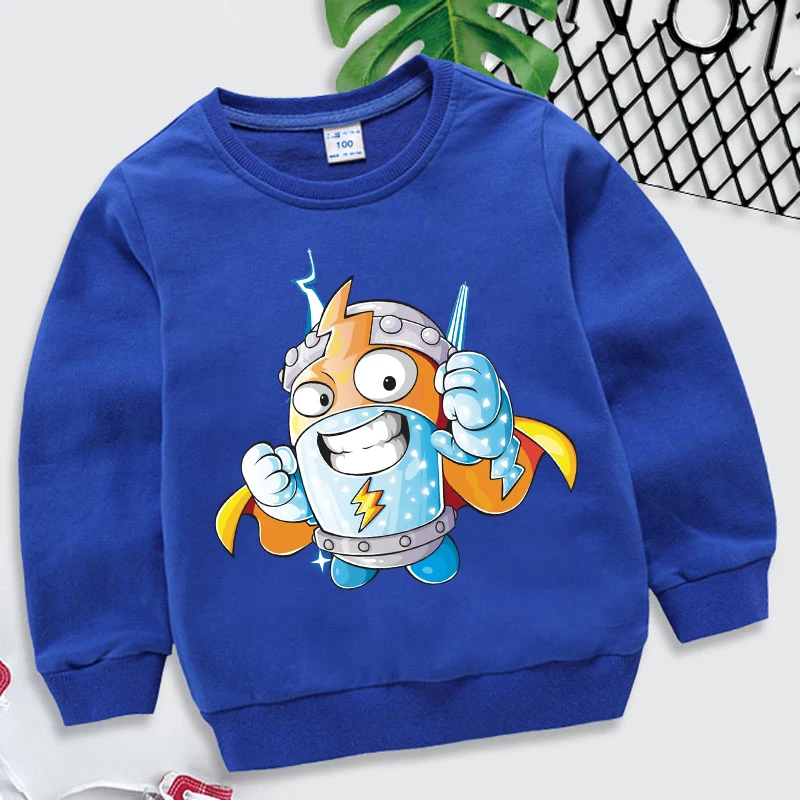 Kids SuperThings Cartoon Hoodies Pullovers Kids Boys Girls Clothes Baby Crew Neck Tops Cute Print Sweatshirt Children's Clothing