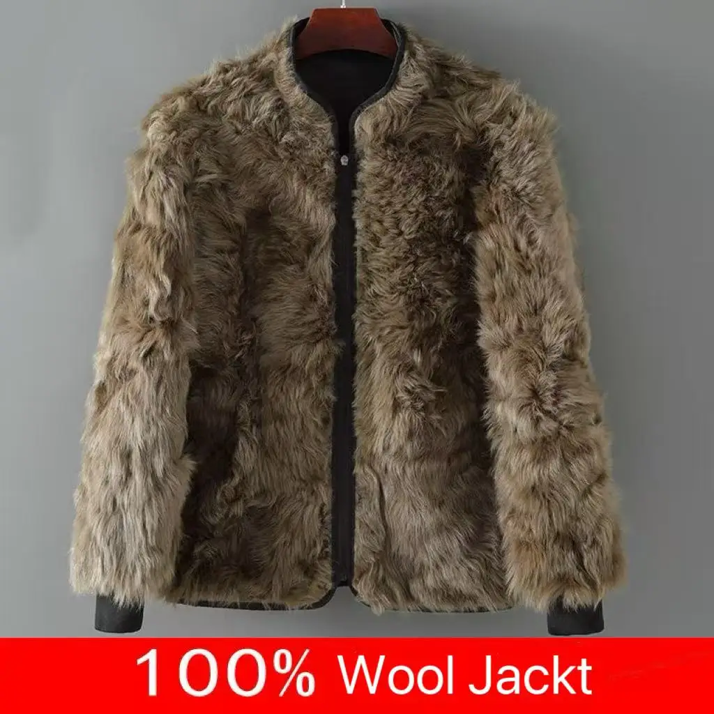 Middle-aged Winter Thicken 100% Wool Coat Men's Cold-resistance Cashmere Overcoat Casual Thick Jacket Elderly Dad Tops