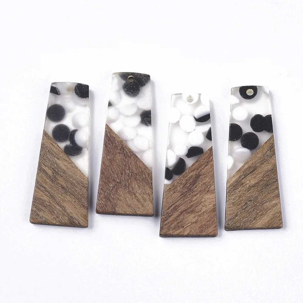 

30Pcs Trapezoid Resin Wooden Pendants Colorful Wood Charms for Women Dangle Earrings Necklace Vintage Handmade Jewelry Supplies