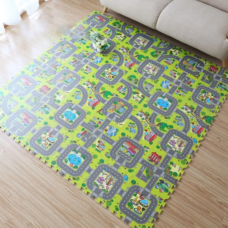 Baby Traffic Activities Puzzle Mat, Baby Play Mats, Game Mats, Tatame Crawling, Floor Noise Mat, 9pcs