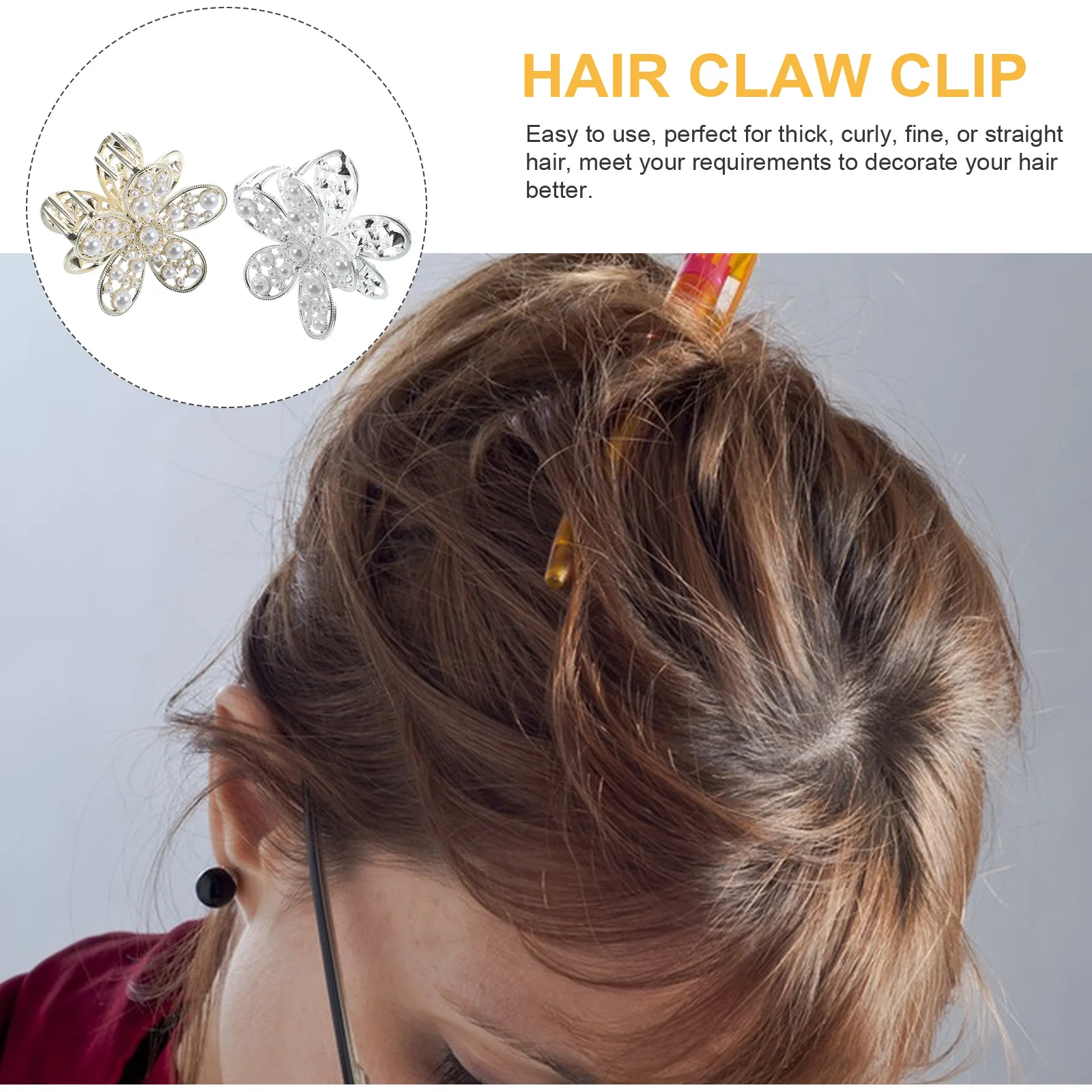 

2Pcs Alloy Flower Hair Claw Clips Hollow Design for Women Thin Thick Hair Grip Pins Decorative Zinc Accessories