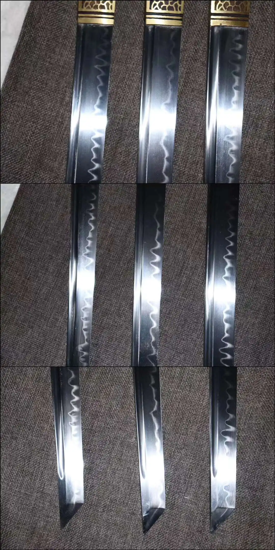 Set of 3 Pics Horizontal Tang Swords, Handmade Multi Refined Carbon Tool Steel Blade, Real Chinese Kungfu Battle Weapon, Unsharp