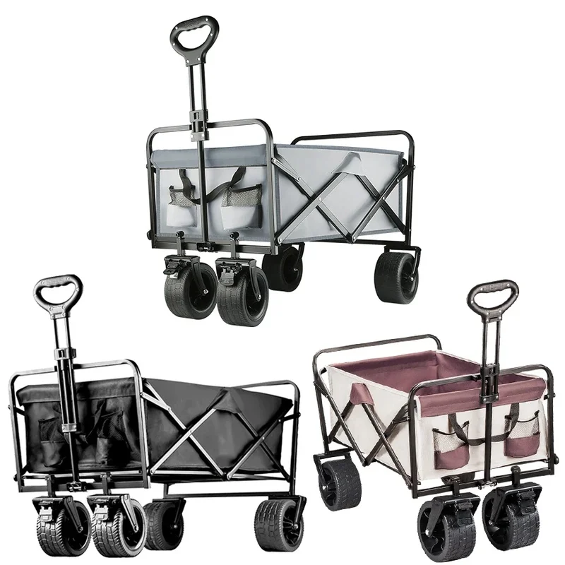 Big Tank Wheels Beach Wagon for Sand 500lbs Large Capacity Foldable Cart Garden Outdoor Picnic Collapse Shopping Trolleys JJ4905