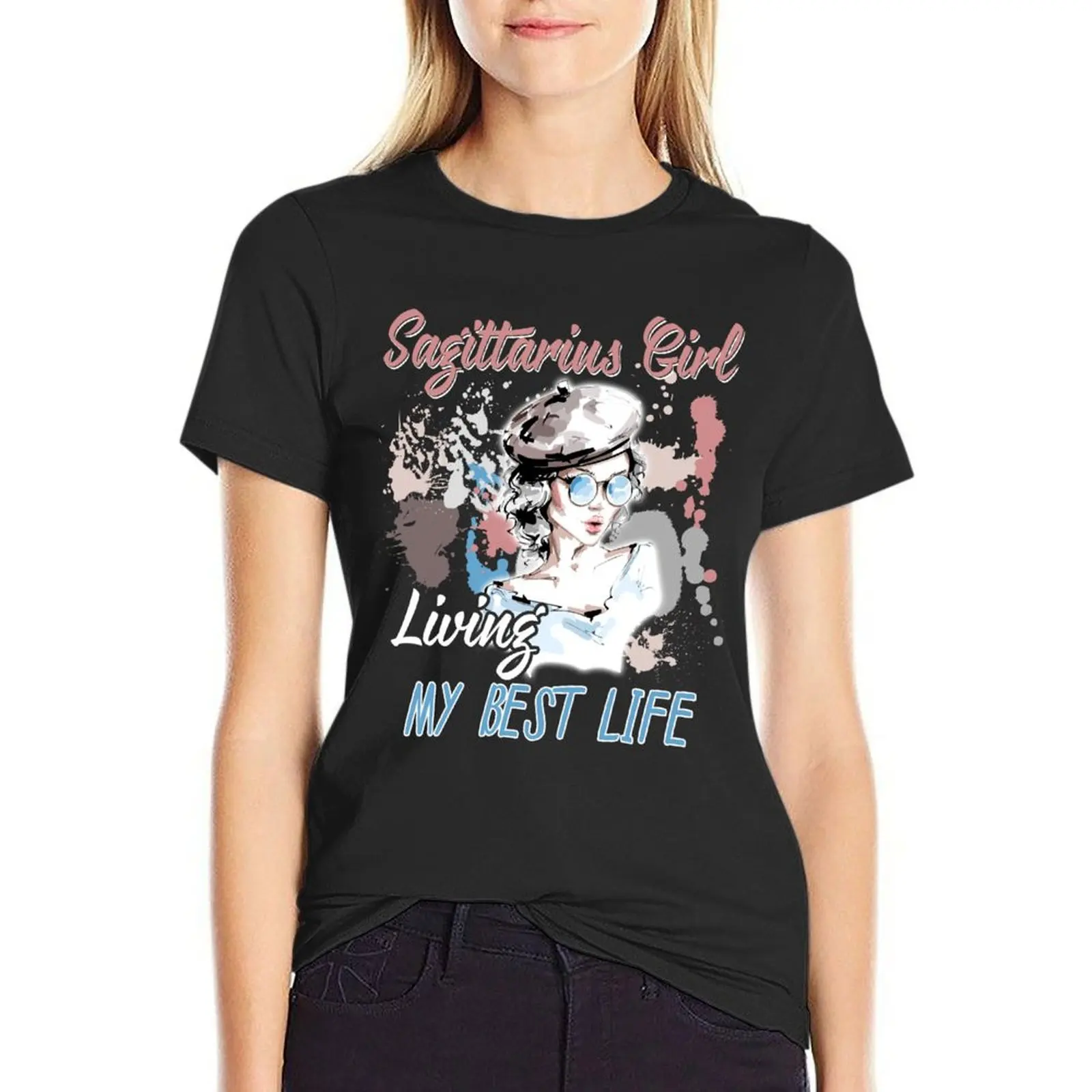 Sagittarius Girl Living My Best Life T-Shirt anime lady clothes animal print oversized t shirts for Women