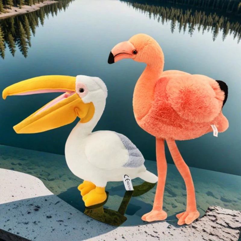 

Realistic Plush Waterfowl Toy Red Flamingo White Pelican Plushies Soft Doll Cute Stuffed Animal For Girl Boy Pretty Home Decor