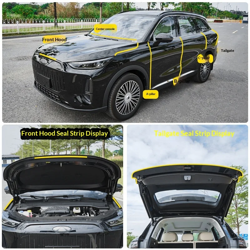 Fit For Chery Tiggo 9 Full Car Seal Strip Sound Insulation Shockproof Rubber Strip Hood Tailgate Modification