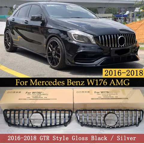 Front Grille Racing Grill Mesh Tuning Accessories For Mercedes Benz A-Class W176 A250 A200 A45 AMG 2016-2018 GT Style