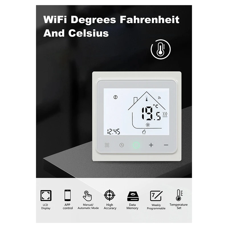 16A Tuya Smart WiFi Thermostat Water Electric Warm Floor Heating Water Gas Boiler Temperature Controller for White-ABLA