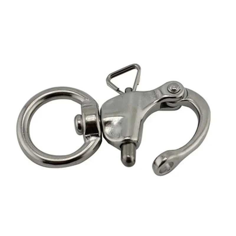 2pcs Round Stainless Steel Quick Release Swivel Shackle Mayitr Marine Boat Anchor Chain Eye Shackle Swivel Snap Hook Hardware