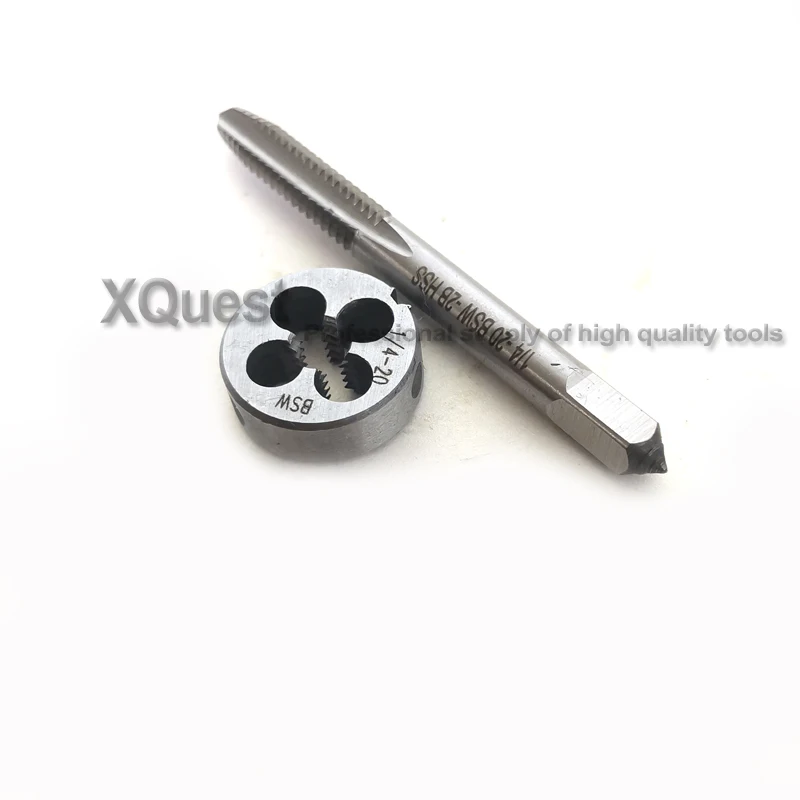 2pcs HSS Withworth thread tap and die set BSW 1/8 5/32 3/16 1/4 screw thread hand taps dies BSW1/8-40 5/32-32 3/16-24 1/4-20