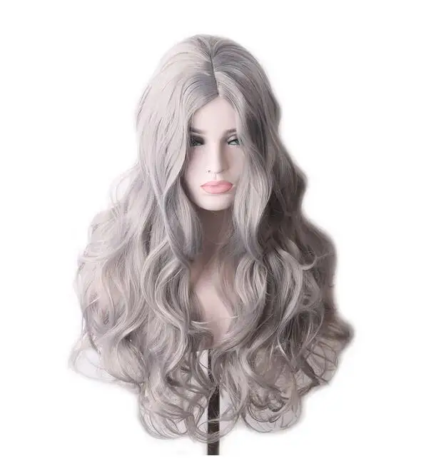 Synthetic hair gray wig role-playing female long wig