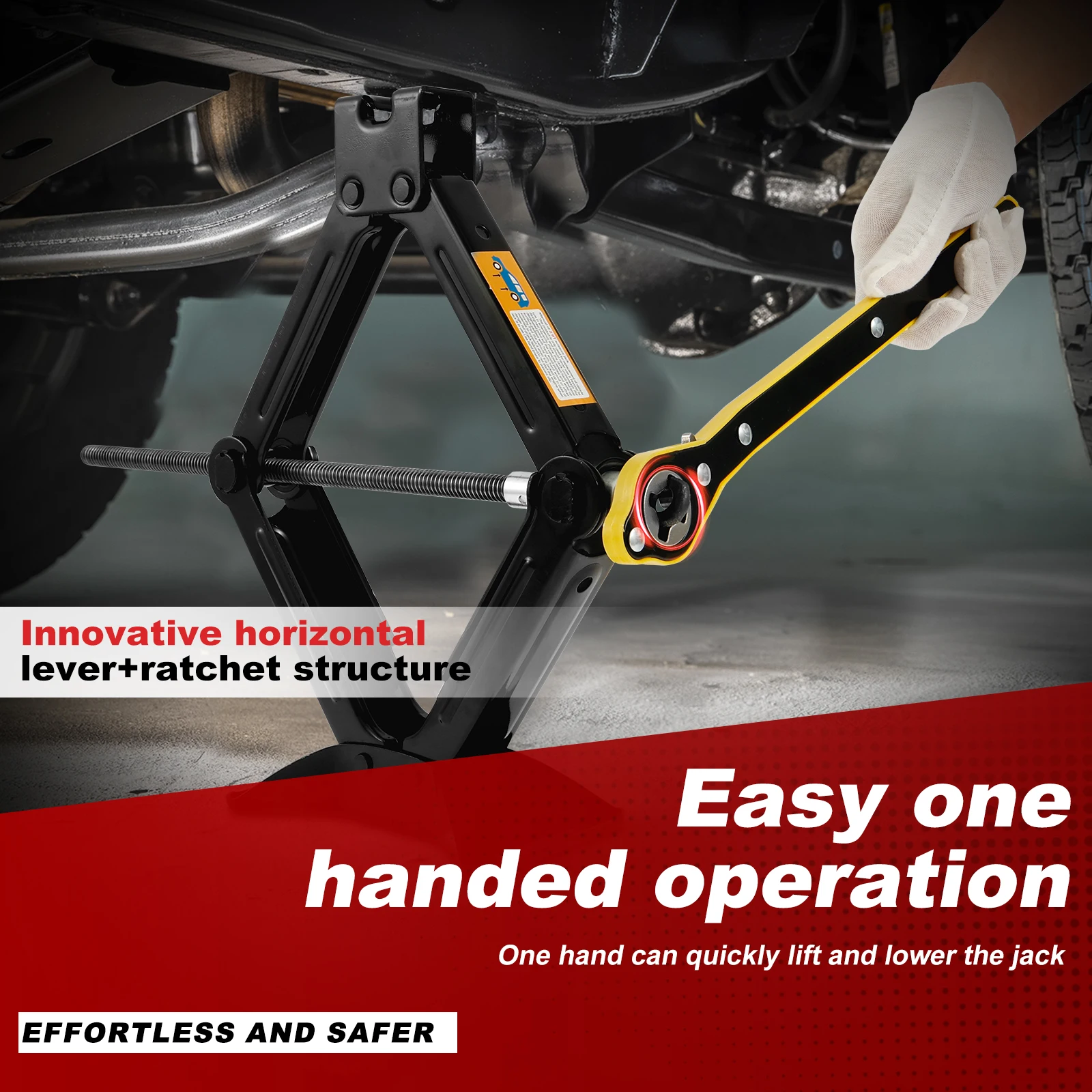 مقص السيارة جاك المحمولة مستقرة عربة جاك الثقيلة الصلب سيارة طقم الطوارئ العالمي لصيانة وإصلاح SUV MPV #3