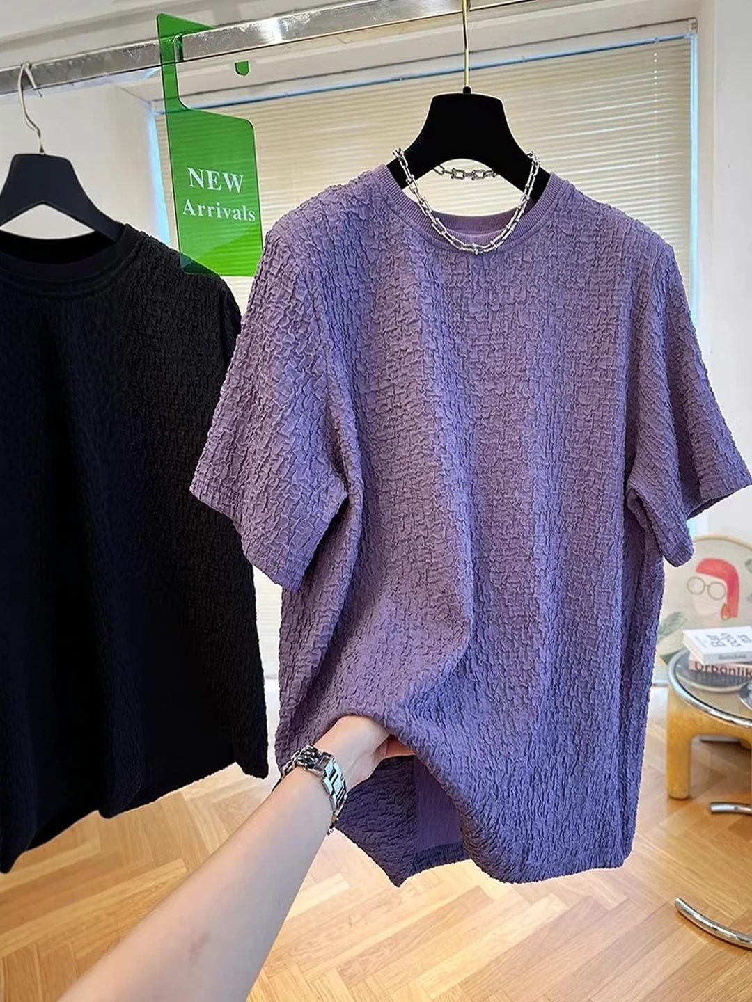 

Простая круглая футболка Ne ort Sve с текстурированным верхом для похудения и этикеткой, удаленная Advanced Sensation Faion, повседневная свободная посадка, летняя...