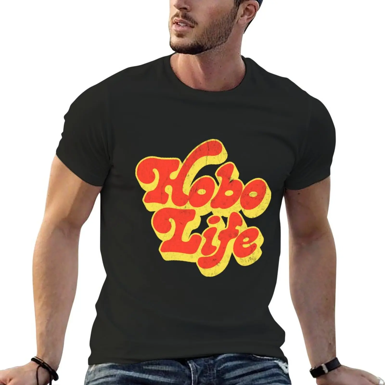 Hobo Life Faded Thrift Style Retro T-Shirt vintage blanks graphic shirts men