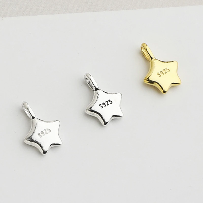 1pc 925 Sterling Silver Smile Star Fancy Jewelry Charms 12x8.5mm Earrings Bracelets Necklace Silver Pendants DIY Jewelry Finding