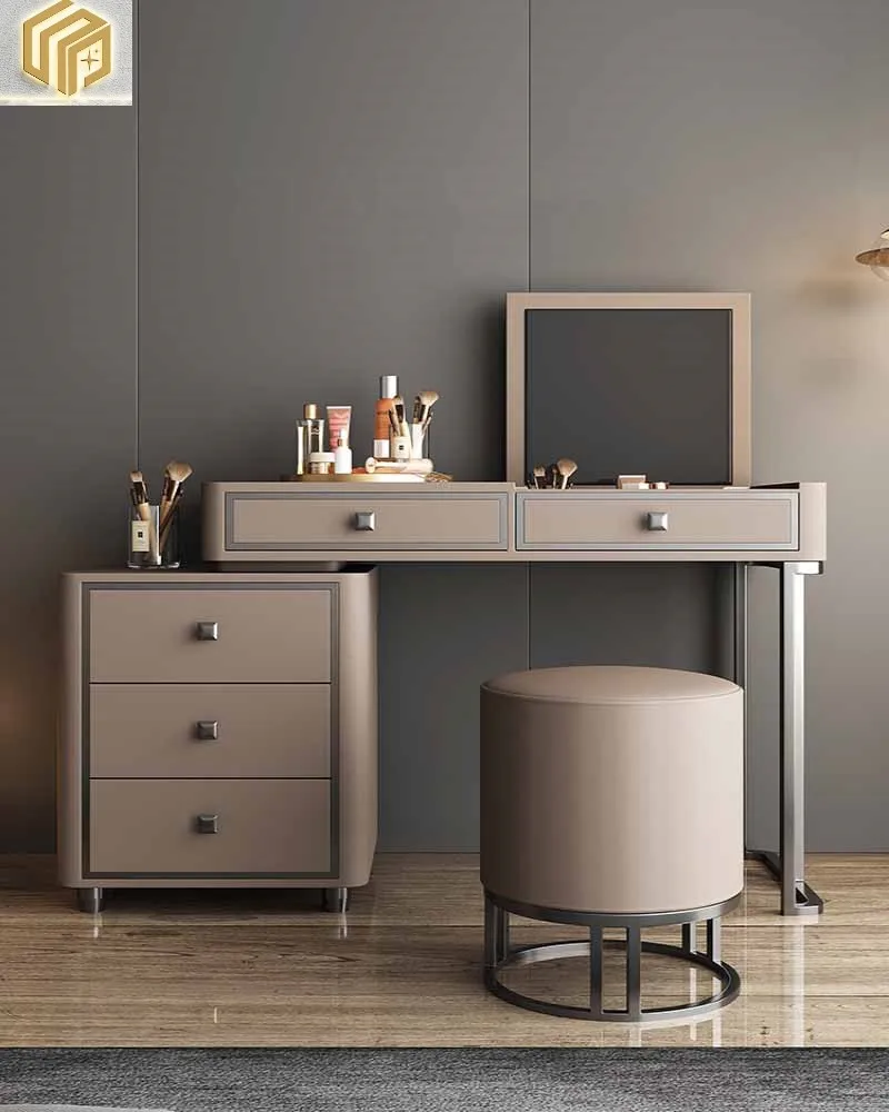 Italian high-end light luxury dressing table, bedroom, modern makeup table, storage cabinet, flip cover