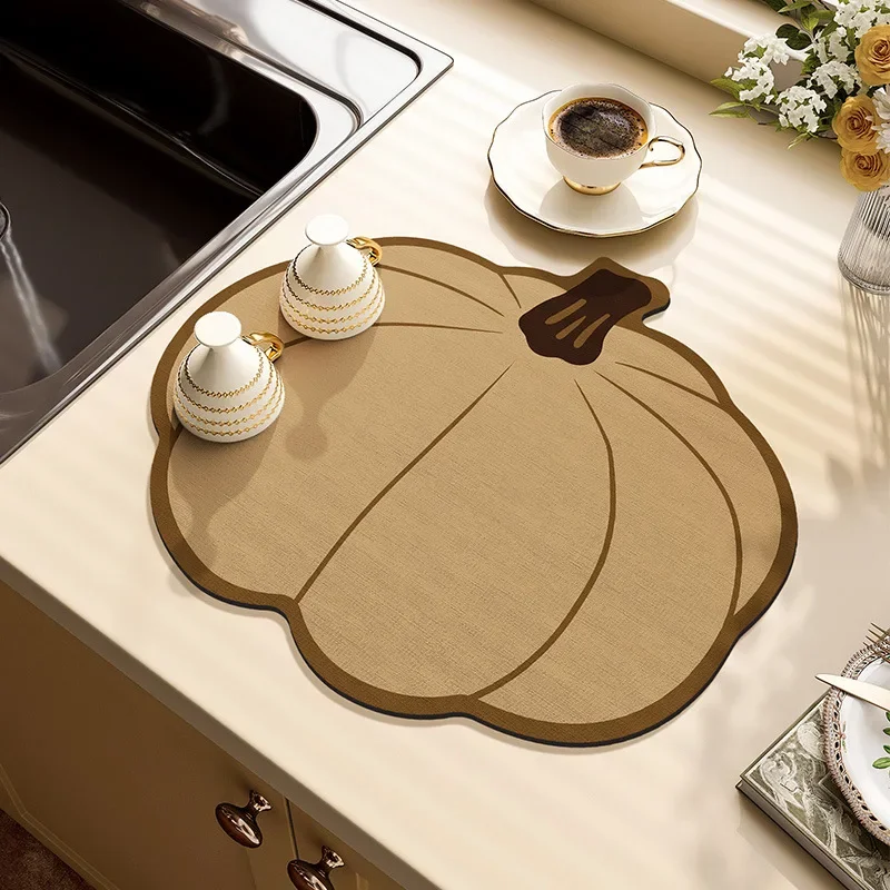 

Kitchen Drain Mat Cartoon Special-shaped Pumpkin Anti-slip Oil Absorbent Absorbent Soft Elastic Mat