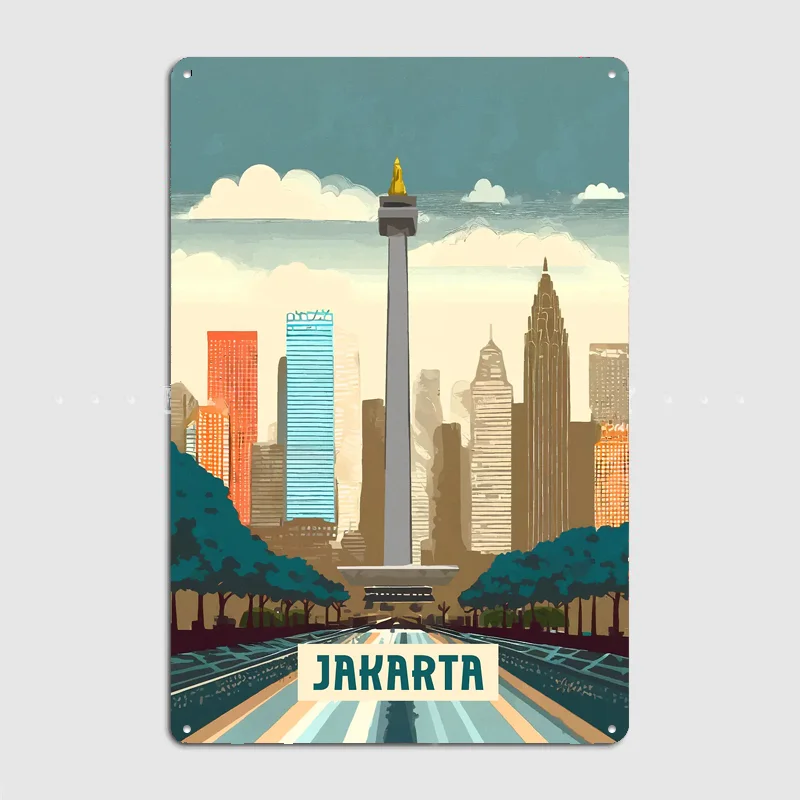 자카르타 빈티지 도시 여행 포스터 금속 사인 바 맞춤형 - Home Decor Jakarta 리뷰 및 가격