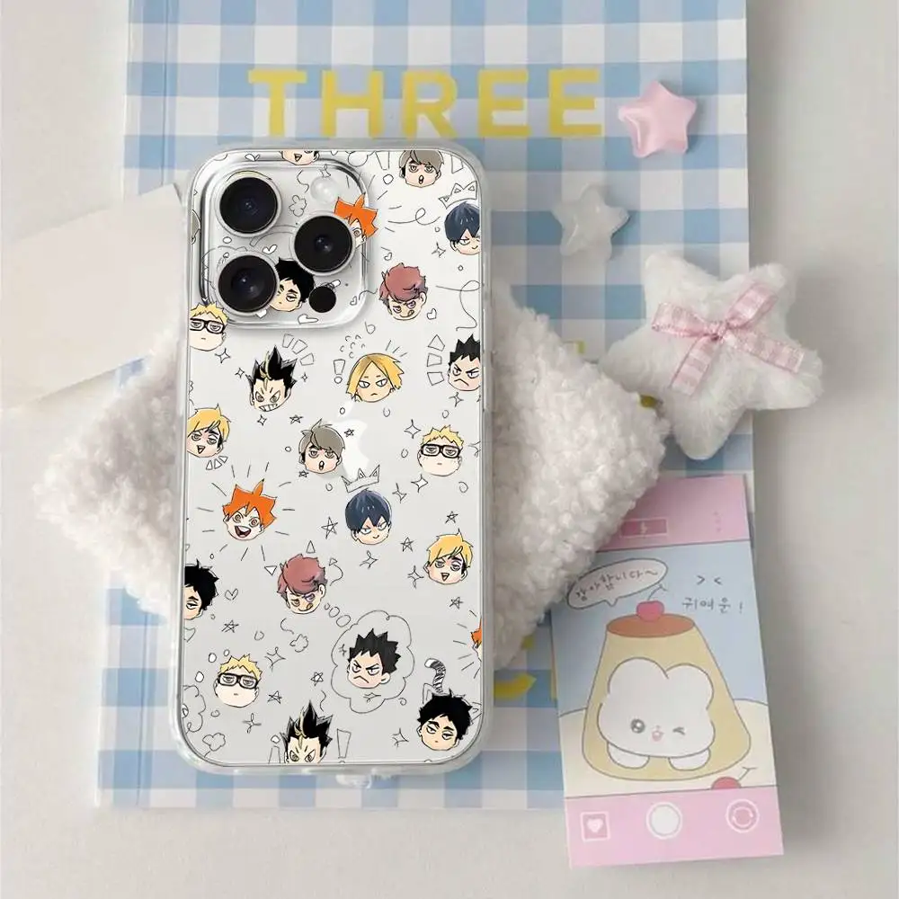 Amine H-Haikyuu-s جراب هاتف آيفون 17 16 15 11 13 14 برو ماكس 7 8 زائد X Xr Xs ماكس Se2020 12 غطاء شفاف صغير