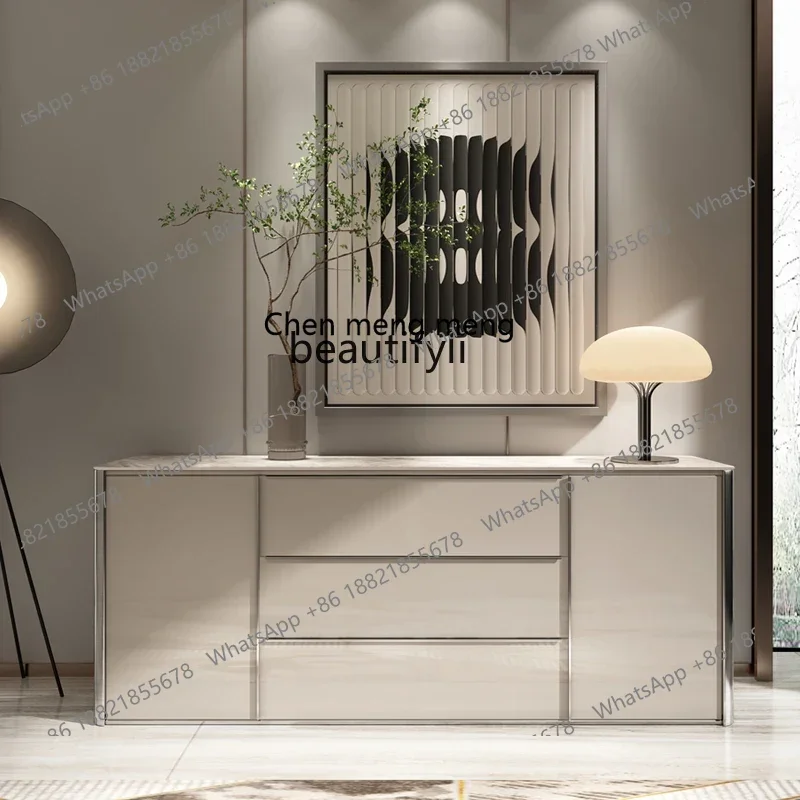 

D178 Italian Minimalist Solid Wood Sideboard Chest of Drawers Post-Modern Minimalist Storage Locker Light Luxury Stone Plate