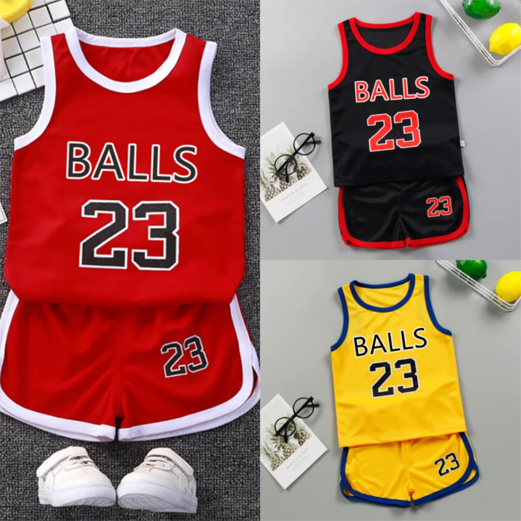 Colete de basquete sem mangas e shorts para meninos, roupas de bebê, roupas infantis, esportes casuais, verão