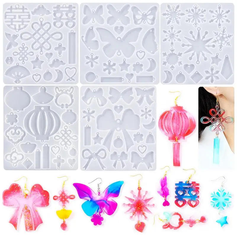 Earring Pendant Silicone Mold Epoxy Resin Mold DIY Butterfly Chinese Knot Style Earring Keychain Charms Jewelry Making Supplies