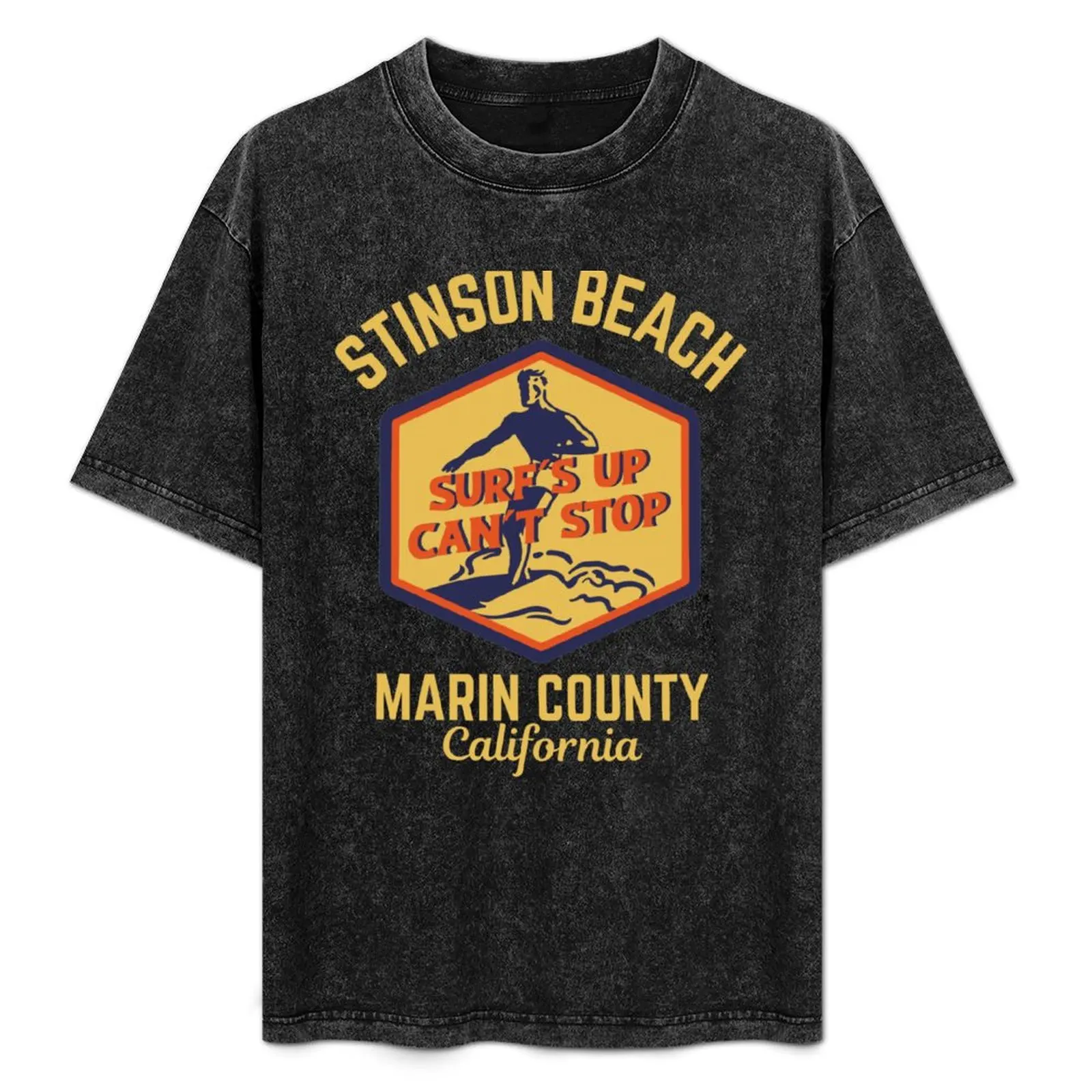 

Retro Stinson Beach, Marin County, California, Gold Text- Retro Beach / Retro Surf T-Shirt
