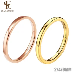 Seulement 2mm/4mm/6mm Pure Titanium Rings for Women Men Rose Gold/ Gold Stackable Simple Rings Finger Wedding Band