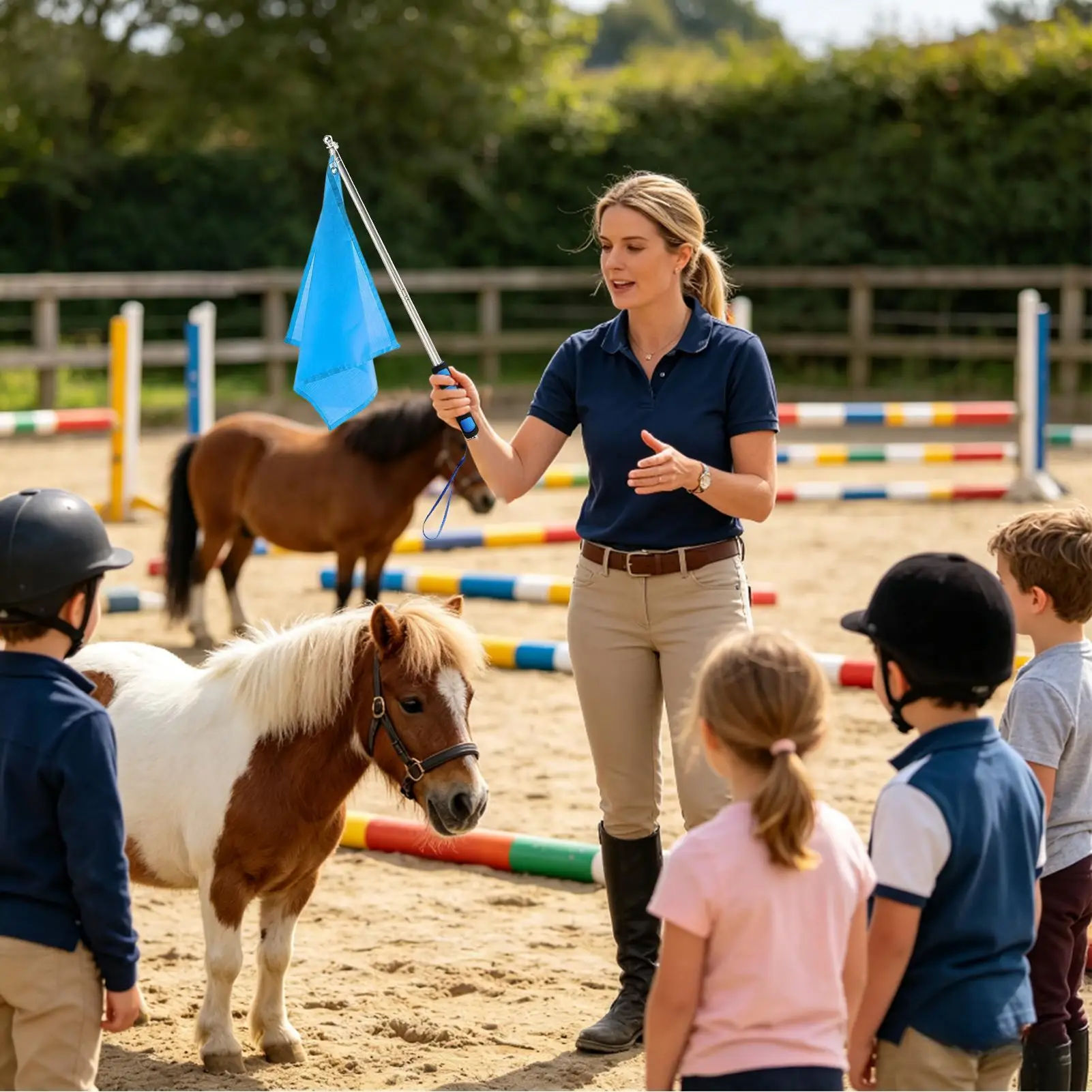 Equestrian Training Flag 4 Pieces With Telescopic Flagpole Portable Equestrian Referee Flag For Riders Outdoor Club Riding