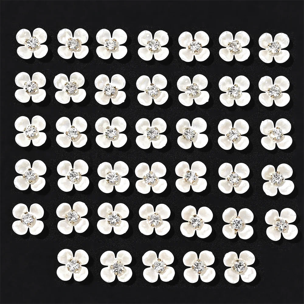 40 Stück Imitationsperlen, blumenförmige Strassknöpfe für Schmuckherstellung, dekorative Hut, Kleidung, DIY, Basteln, Nähzubehör – Detail 11