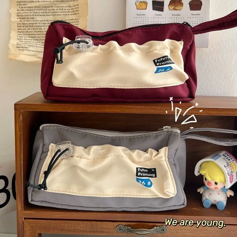 New Large Capacity Pencil Case Multi-layer Canvas Pen Bag with Handle Stationery Storage Pouch