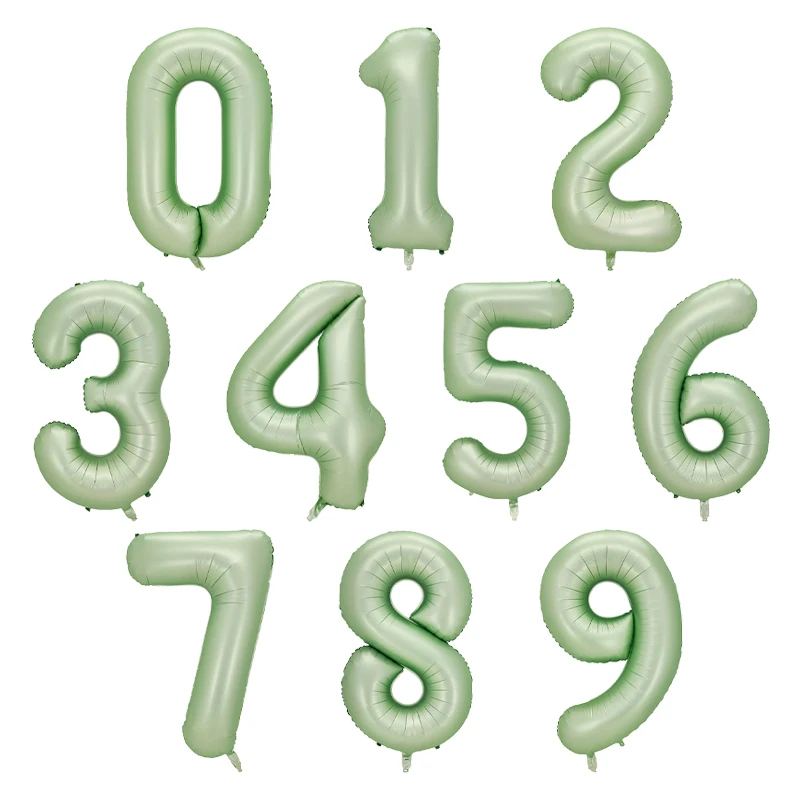 32/40 Zoll grüner digitaler Folienballon Avocado Farbnummer 0-9 Happy Birthday Party Jubiläumsdekorationen Babyparty Globos