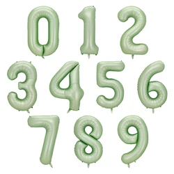 32/40inch Green Digital Foil Balloon Avocado Color Number 0-9 Happy Birthday Party Anniversary Decorations Baby Shower Globos