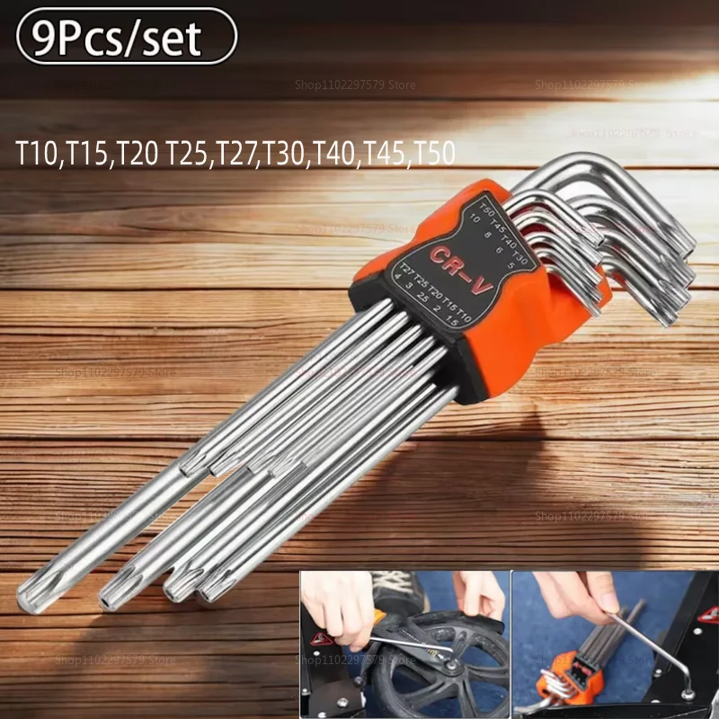 9 قطعة L شكل مزدوج نهاية مفك مجموعة عرافة ألين مفاتيح توركس وجع ستار المفك للمنزل إصلاح السيارات مفك مجموعة