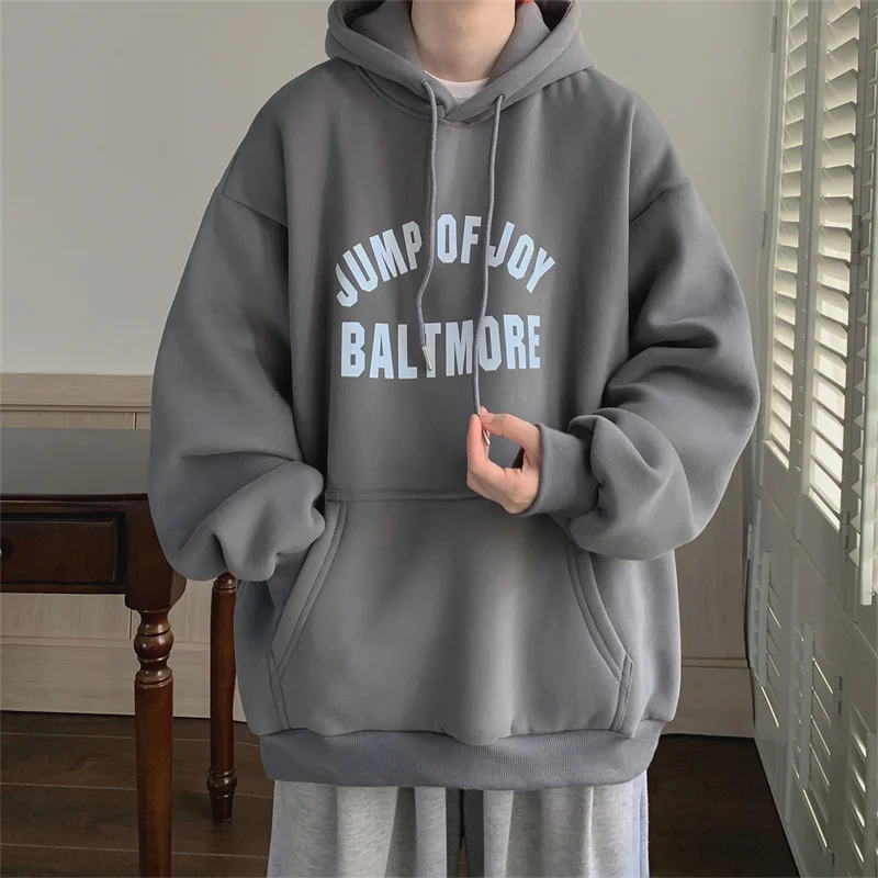 

High Street Letter Printed Hooded Sweatshirts For Men Oversized Y2K Streetwear Loose Hoodies Autumn Casual Pullover Hoodie