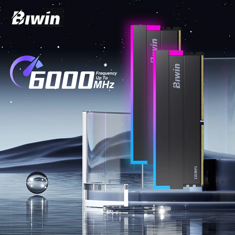 

Biwin brand series DDR5 RGB RAM Memory DDR5 RAM PC 16GBx2 24GBx2 6000MHz RAM for Desktop White Hynix Chip
