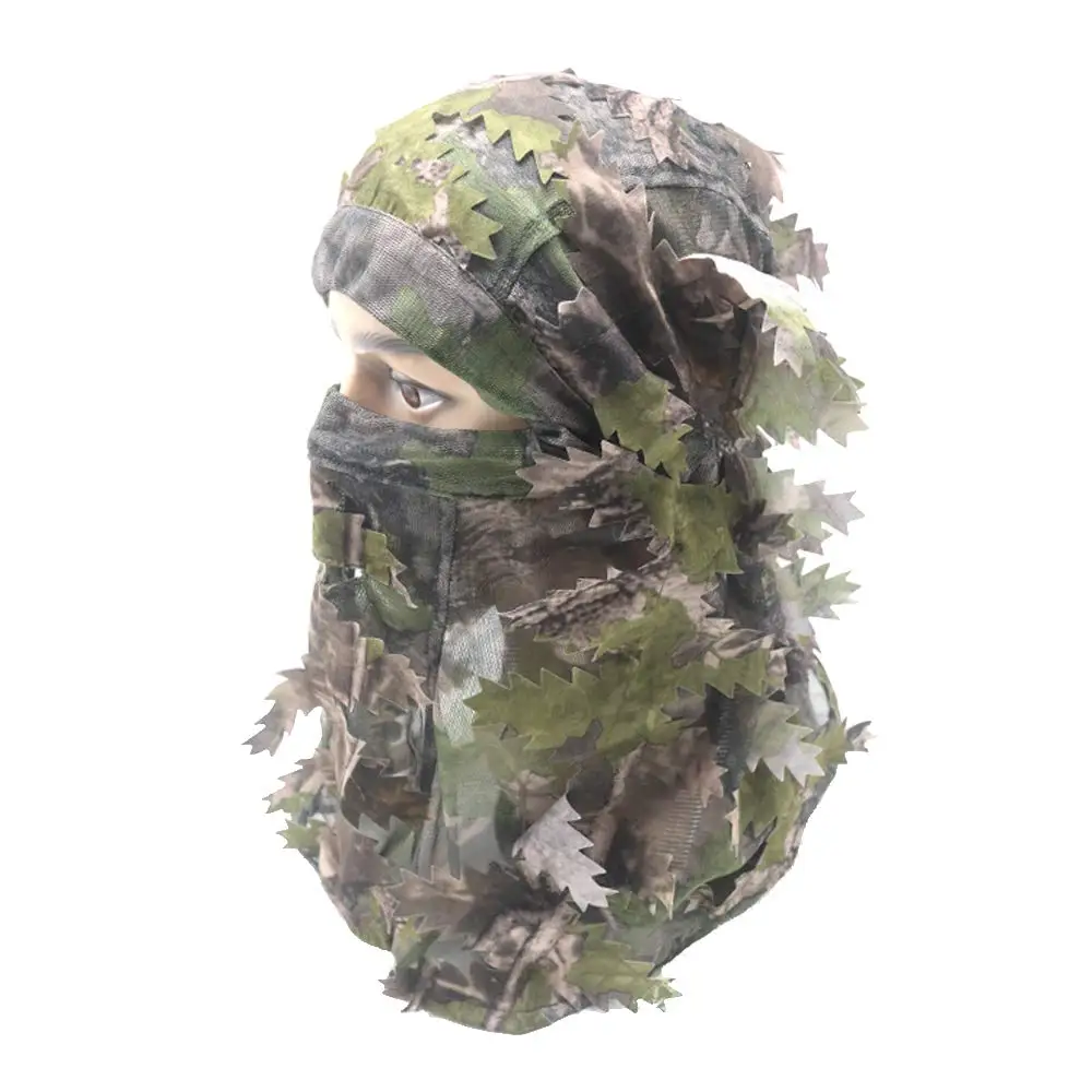 Ghillie Camouflage Leafy Hat/Boonie Hats 3D Full Face Mask Headwear Tactical Cap Turkey Camo Hunter Hunting Accessories