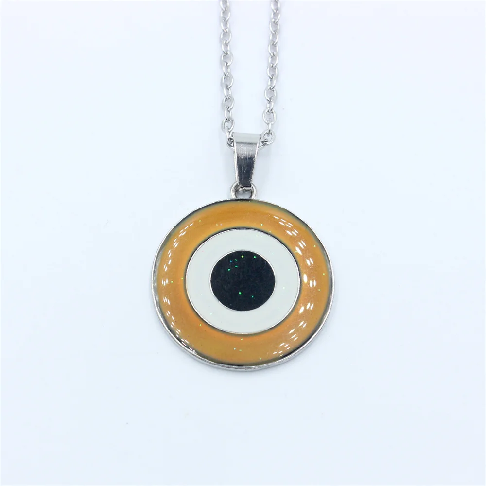 1PC Fashion Devil's Eye Mood Temperature Color Changing Pendant Necklace Charming Stainless Steel Necklace Men Women's  gift