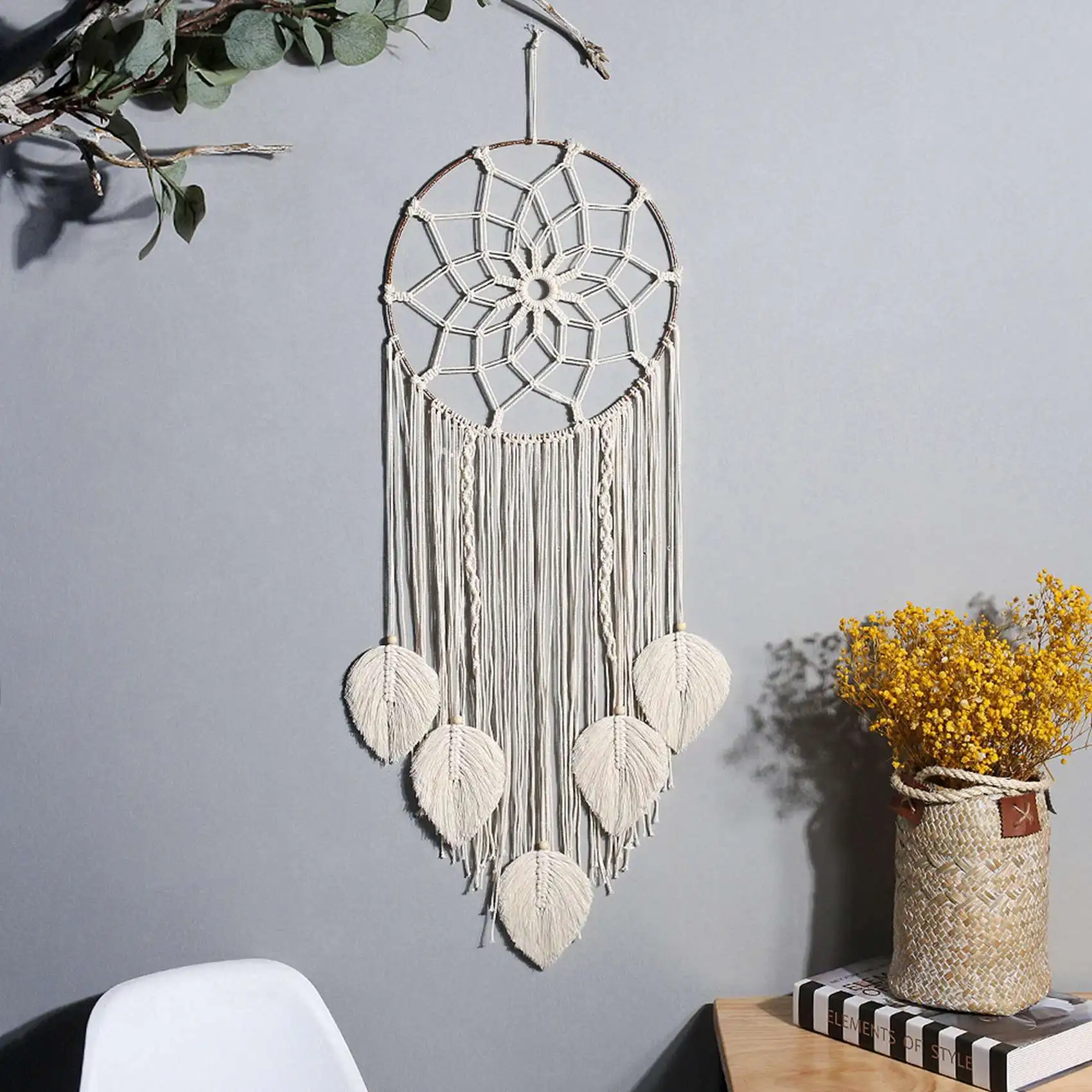 Macrame Dream Catcher Large Wall Hanging Handmade Dream Catcher Boho Tassels for Bedroom Living Room Decoration Gift