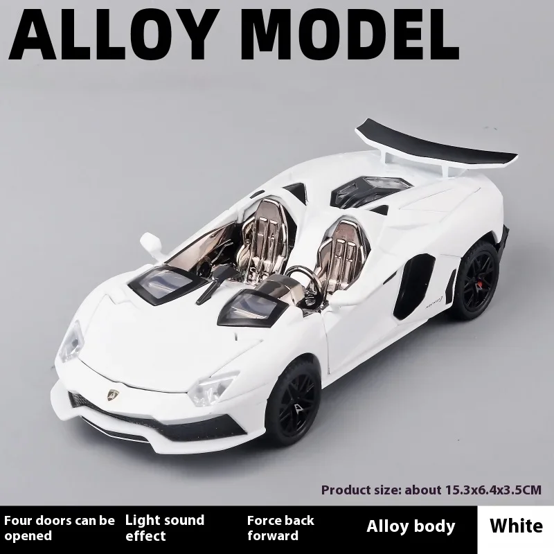 1:32 Lamborghini J Convertible Metal Alloy Diecast Vehicle Model Sound & Light Car Model Toy for Boy Simulate Miniatures Present