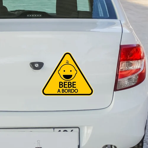Imagen 2 del producto Pegatina de bebé A Bordo para coche, calcomanías coloridas, accesorios de motocicleta, pegatinas para Fiat, 9,5x6,5 cm