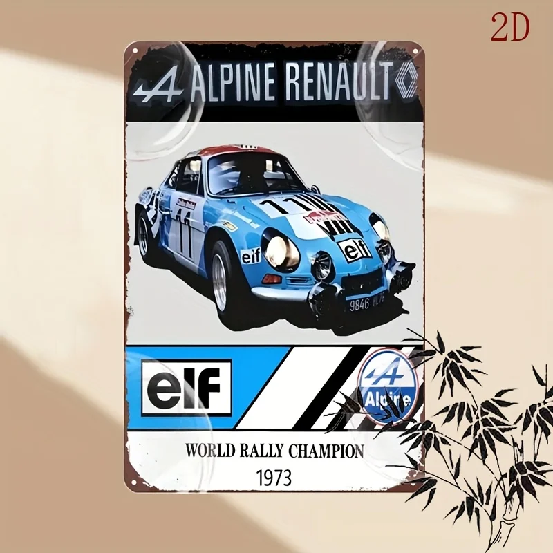 علامة Monte-Carlo 1977 المعدنية - 130 RS Tribute Artwork، لوحة فنية جدارية حديدية متينة مع تصميم سيارة مفصل، ديكور سباق ريترو