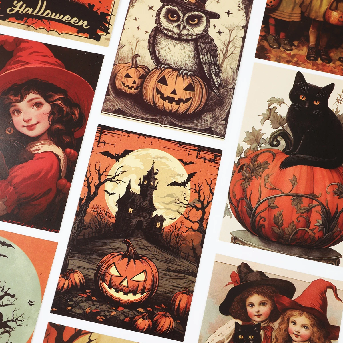 10Pack Halloween Black Cat Pumpkin Themed Wall Stickers Message Cards for Festive Bedroom Makeover Halloween Decor For Home 2024