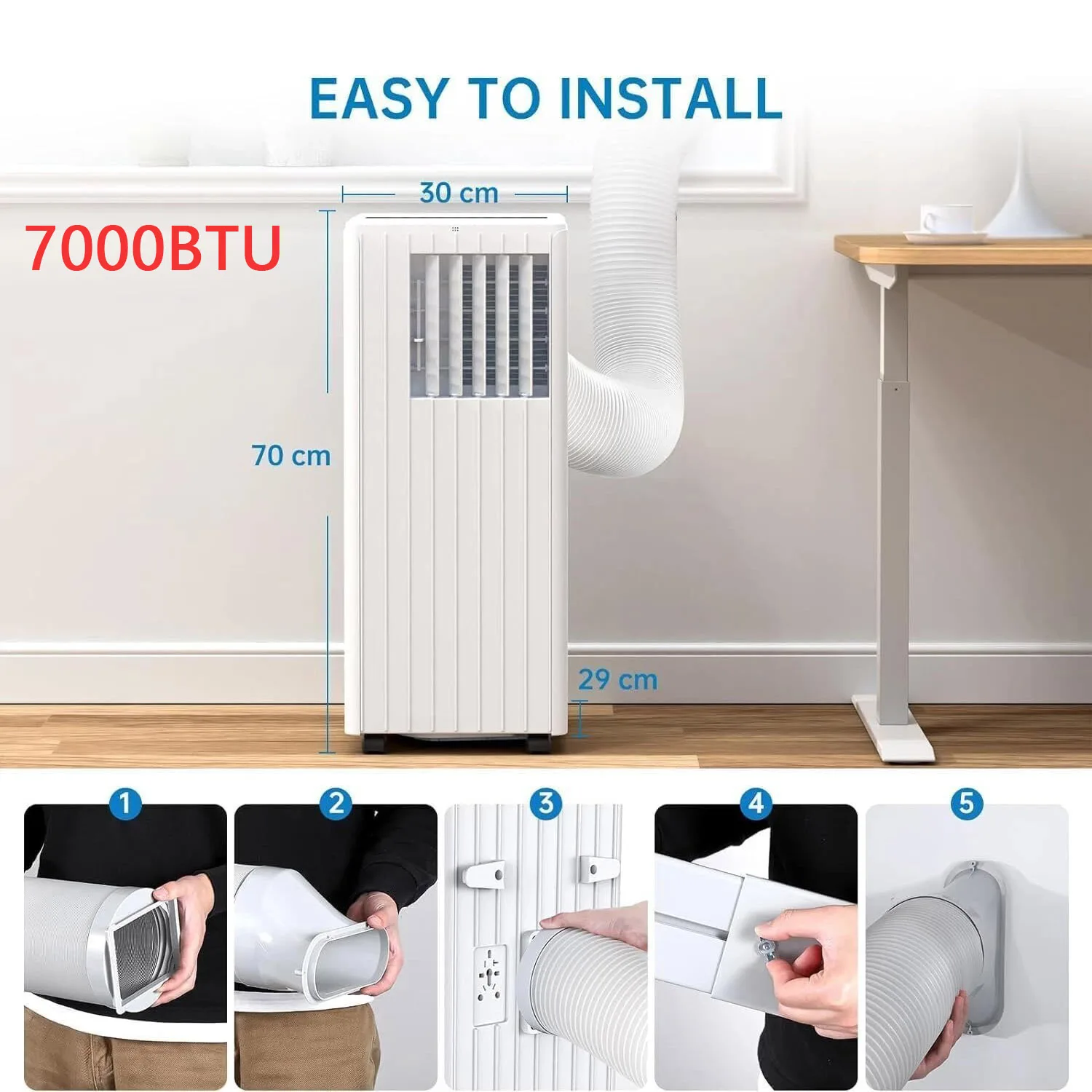휴대용 에어컨 7000 BTU 냉방/제습/송풍 3 in 1 - usage example