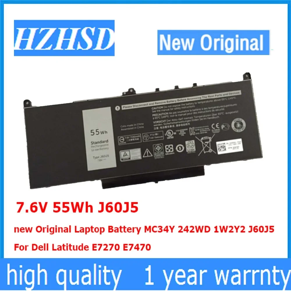 

7.6V 55Wh J60J5 Original Laptop Battery MC34Y 242WD 1W2Y2 J6OJ5 For Dell Latitude E7270 E7470 0MC34Y R1V85 451-BBSX 242WD