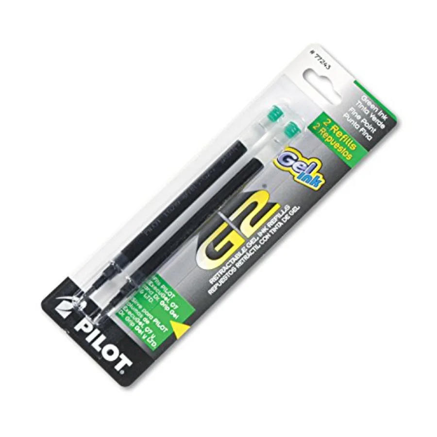 

, G2 Gel Ink Refills, Fine Point 0.7 mm, Green, Pack of 2