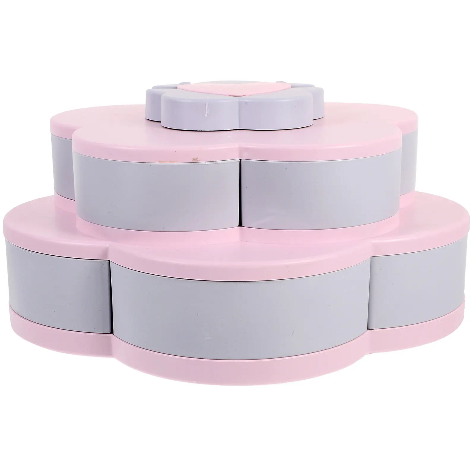 1Pcs Creative Rotating Petal Candy Box Double Layer 10 Grid Candy Storage Organizer Food Tray with Phone Slot Multipurpose