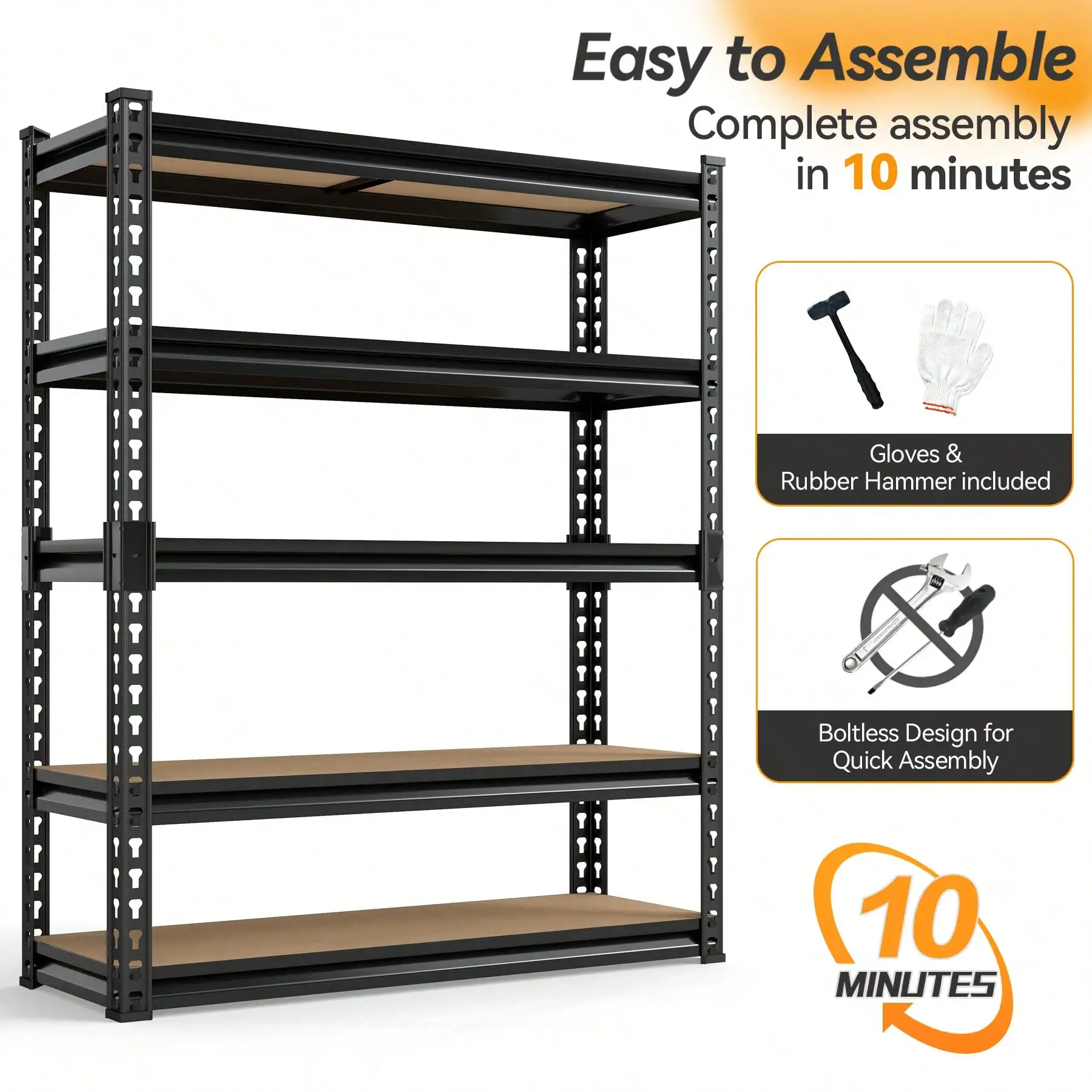 

Heavy Duty 3/5 Tier Metal Storage Rack 500/2000 Lb Adjustable Shelving Unit With Easy 10-Min Assembly Floor-Standing Design