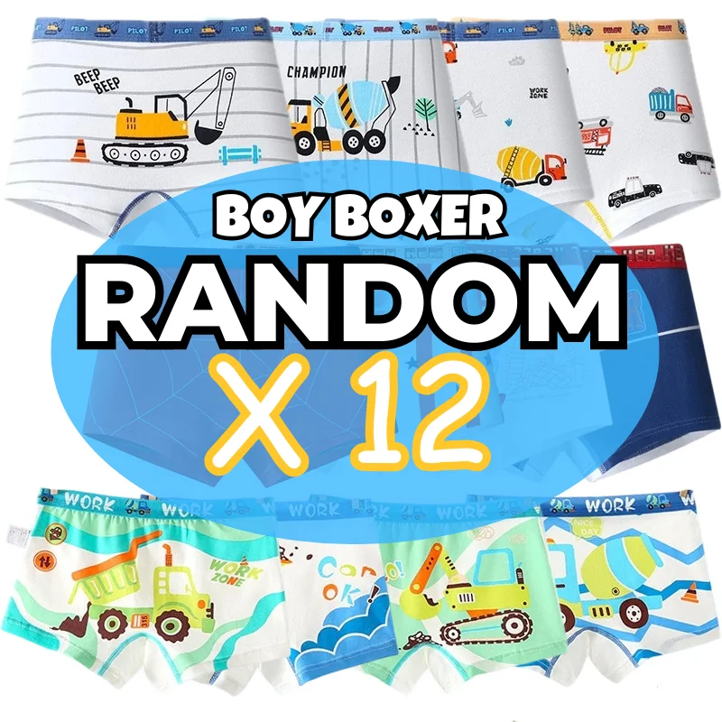 4/8/12 Pieces Children Boys Cotton Underwear Random Cartoon Hero Character Cars Print Boys Trunks Cozy Soft Boys Boxers Shorts
