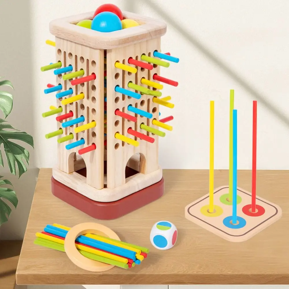 Fun Wooden Stick Board Game Colorful Sticks Fine Motor Skills Wooden Stick Tower Set Thinking Training Wooden Material